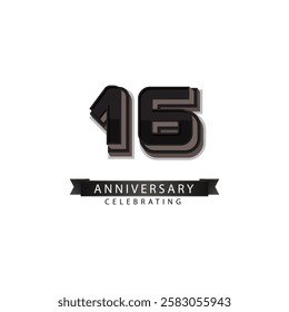 16 years anniversary celebration vector template design illustration