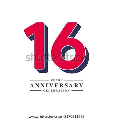16 Years Anniversary Celebration Vector Template Design Illustration