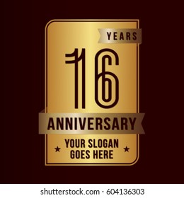 16 years anniversary design template. Vector and illustration.
