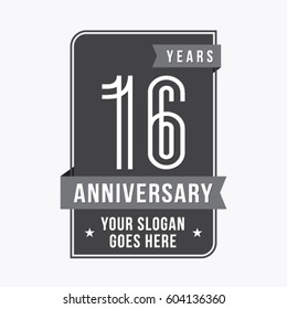 16 years anniversary design template. Vector and illustration.