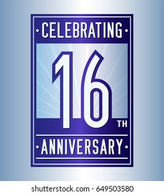 16 years anniversary design template. Vector and illustration
