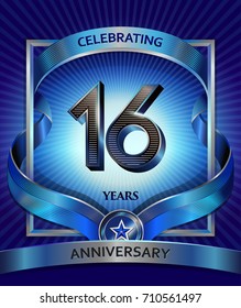 16 years anniversary design template for invitation, advertising, banner, vector design