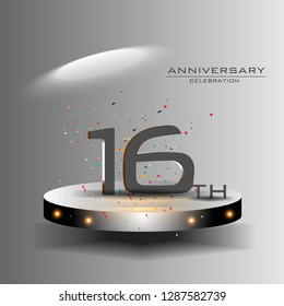 16 years anniversary design vector templates and illustrations, concepts in the future by giving a sci fi feel effect