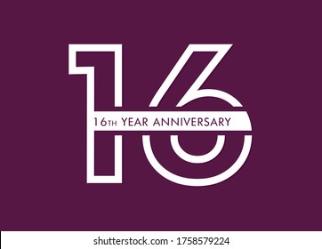 16 years anniversary image vector, 16th anniversary celebration logotype 