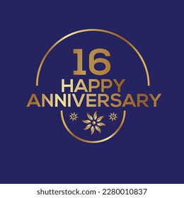 16 years anniversary image vector.anniversary celebration