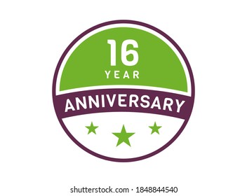 16 years anniversary image, 16 year Anniversary logo isolated on white background