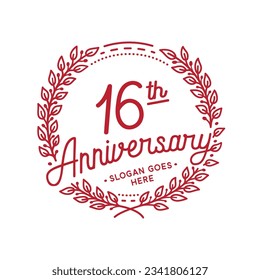 16 years anniversary logo collection. 16th years anniversary celebration hand drawn logotype. Vector and illustration