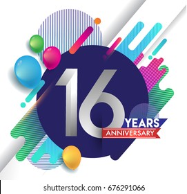 16 Years Anniversary Logo Colorful Abstract Stock Vector (Royalty Free ...
