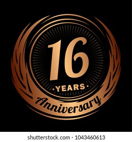 16 years anniversary. Anniversary logo design. 16 years logo.