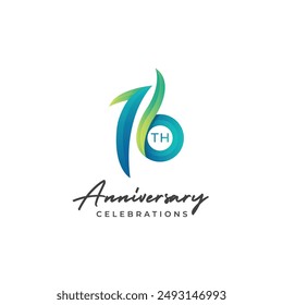 16 years anniversary logo design. Anniversary logo design template.