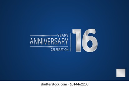 16 years anniversary logo with elegance silver color isolated on blue background for celebration event