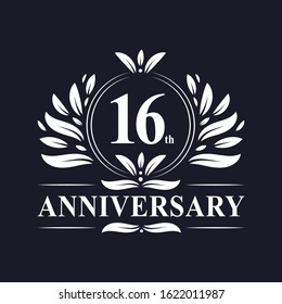 16 years Anniversary logo, luxurious 16th Anniversary design celebration.