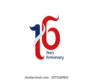 Logo del 16 años. El número de celebración con una cinta