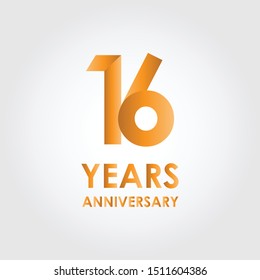 16 Years Anniversary Logo Template Vector