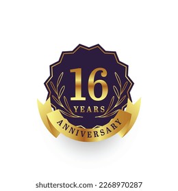 16 Years anniversary logo template design