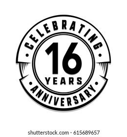 16 years anniversary logo template. Vector and illustration.