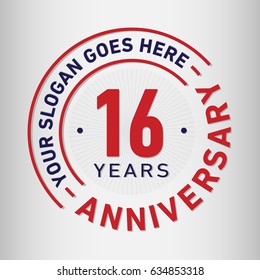 16 years anniversary logo template. Vector and illustration.