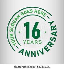 16 years anniversary logo template. Vector and illustration.