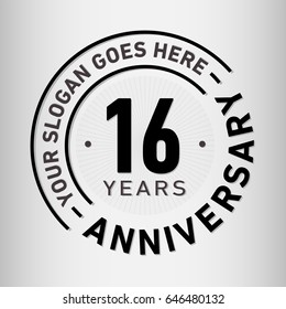 16 years anniversary logo template. Vector and illustration.