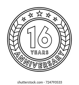 16 years anniversary logo template. 