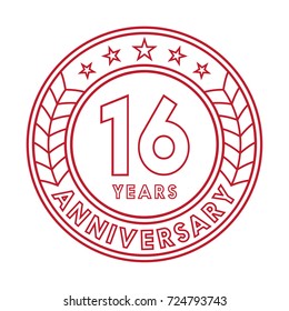 16 years anniversary logo template. 