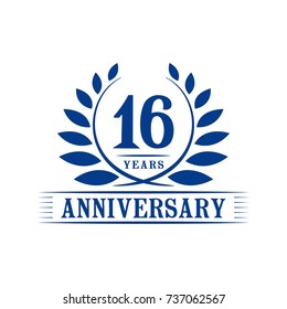 16 years anniversary logo template. 