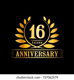 16 years anniversary logo template. 