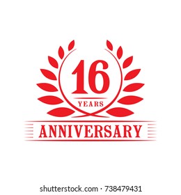 16 years anniversary logo template. 