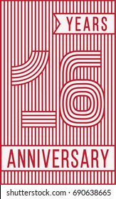 16 years anniversary logo. Vector and illustration. Line art anniversary design template.
