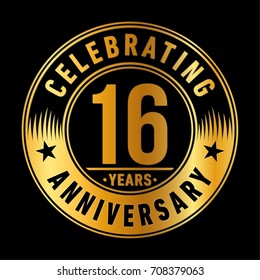 16 years anniversary logo. Vector and illustration.