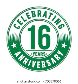 16 years anniversary logo. Vector and illustration.