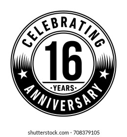 16 years anniversary logo. Vector and illustration.