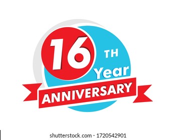 16 years anniversary logotype. Celebration 16th anniversary celebration design