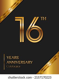 16 Years Anniversary logotype. Anniversary celebration template design for booklet, leaflet, magazine, brochure poster, banner, web, invitation or greeting card. Vector illustrations.