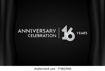 16 Years Anniversary Logotype with   Silver Multi Linear Number Isolated on Dark Background