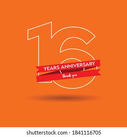16 years anniversary vector icon, logo. Graphic design element with number and text composition for 16th anniversary