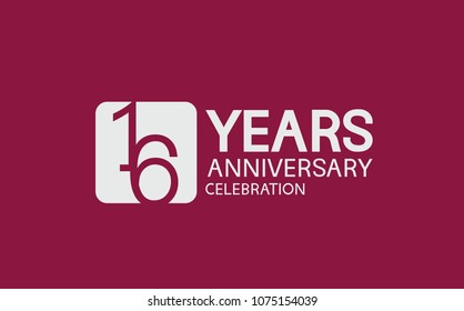 16 years anniversary with white square isolated on purple background for celebration