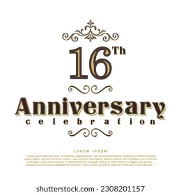 16 Years annivesary celebration 3d vector template design ilustration