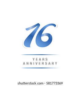 16 Years Blue Anniversary  Logo Celebration