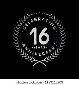 16 years design template. 16th vector and illustration.