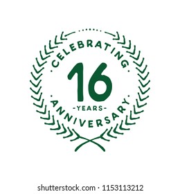 16 years design template. 16th vector and illustration.