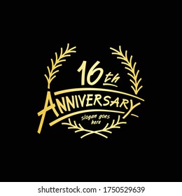 16 years design template. Vector and illustration. 16th years logo.