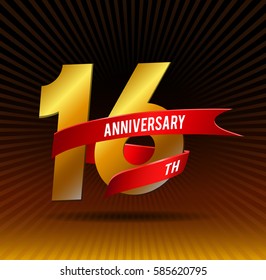 16 years gold anniversary celebration logotype 