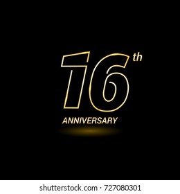 16 years golden line anniversary celebration logo design