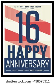 16 Years Happy Anniversary (Vector Illustration Poster Design)