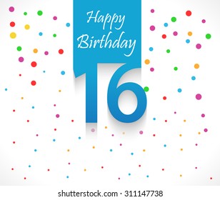 16 Years Happy Birthday Background Card Stock Vector (Royalty Free ...
