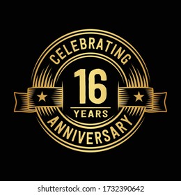 16 years logo design template. 16th anniversary vector and illustration.
