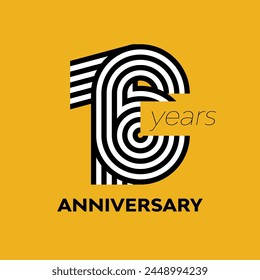 16 years retro anniversary vector illustration template design