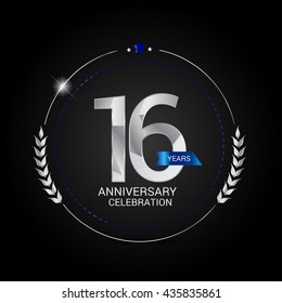 16 Years Silver anniversary logo, low poly design number