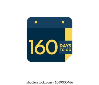 160 days to go calendar icon on white background, 160 days countdown, Countdown left days banner image